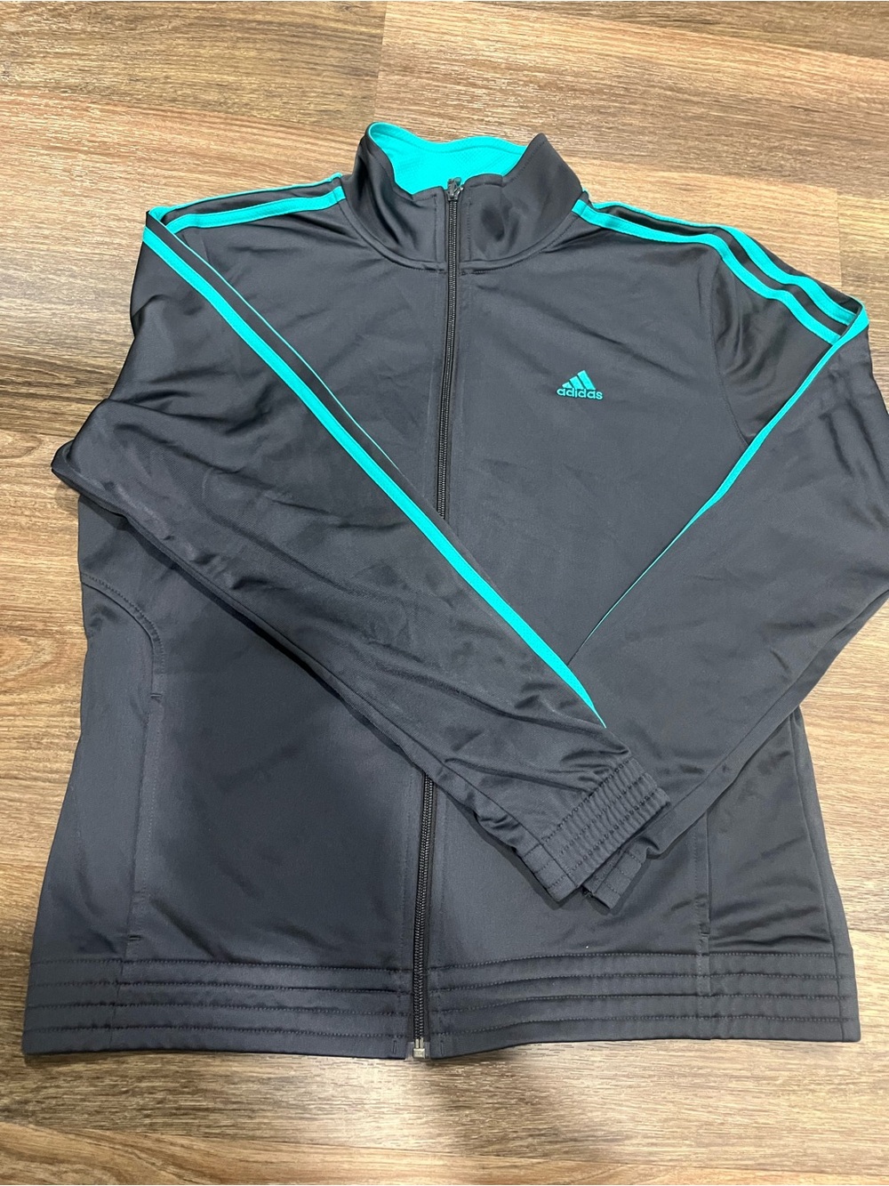 adidas Black Jacket with Teal Trim